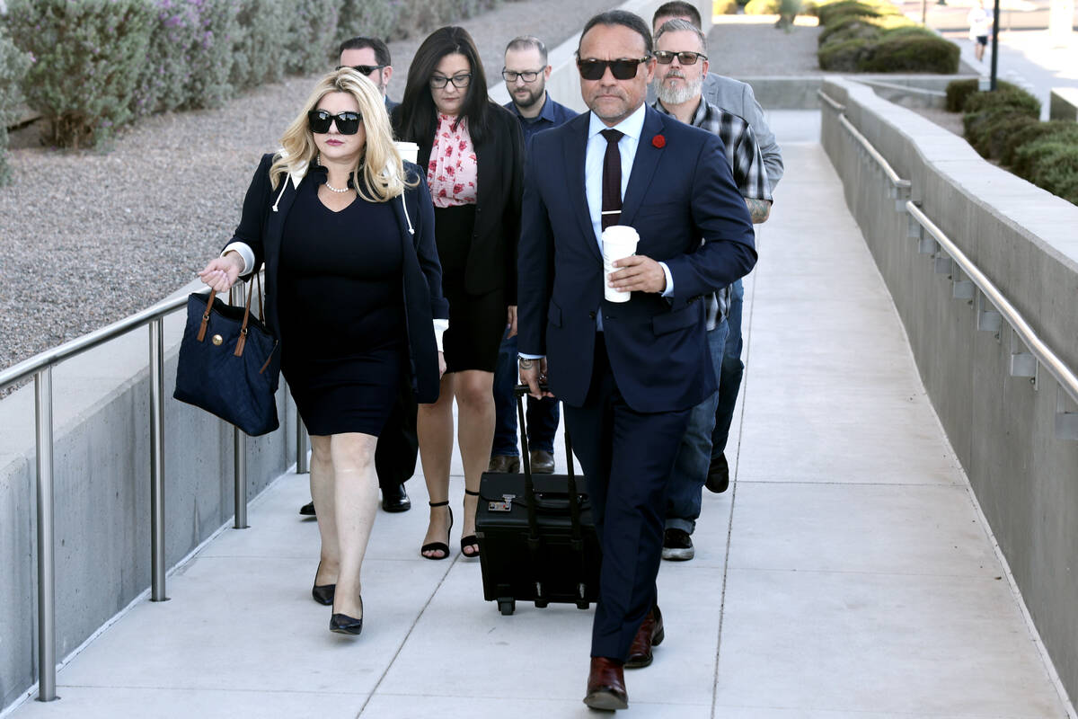 Former Las Vegas Councilwoman Michele Fiore arrives for her wire fraud trial at the Lloyd Georg ...