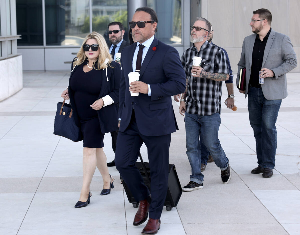 Former Las Vegas Councilwoman Michele Fiore arrives for her wire fraud trial at the Lloyd Georg ...