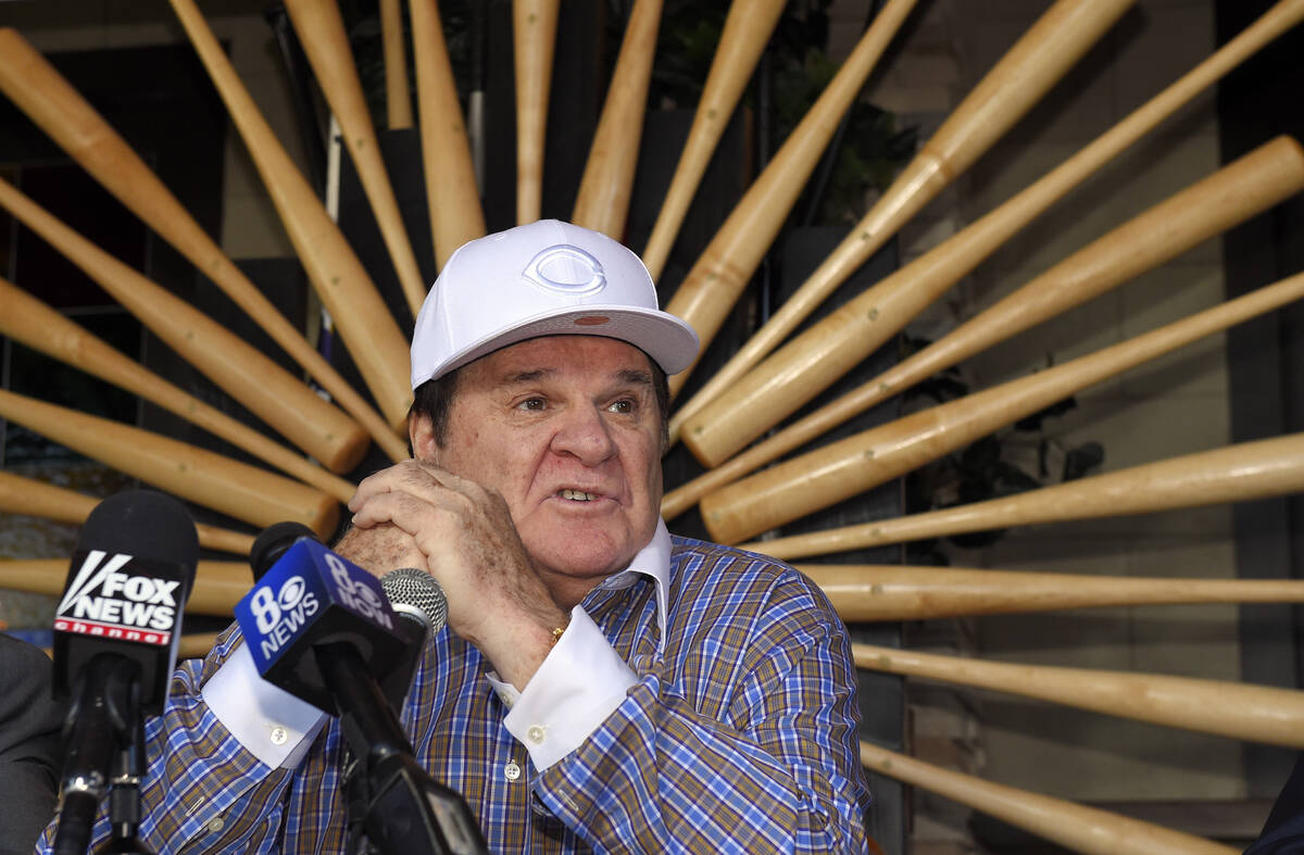 Former baseball player and manager Pete Rose speaks at a news conference, Tuesday, Dec. 15, 201 ...