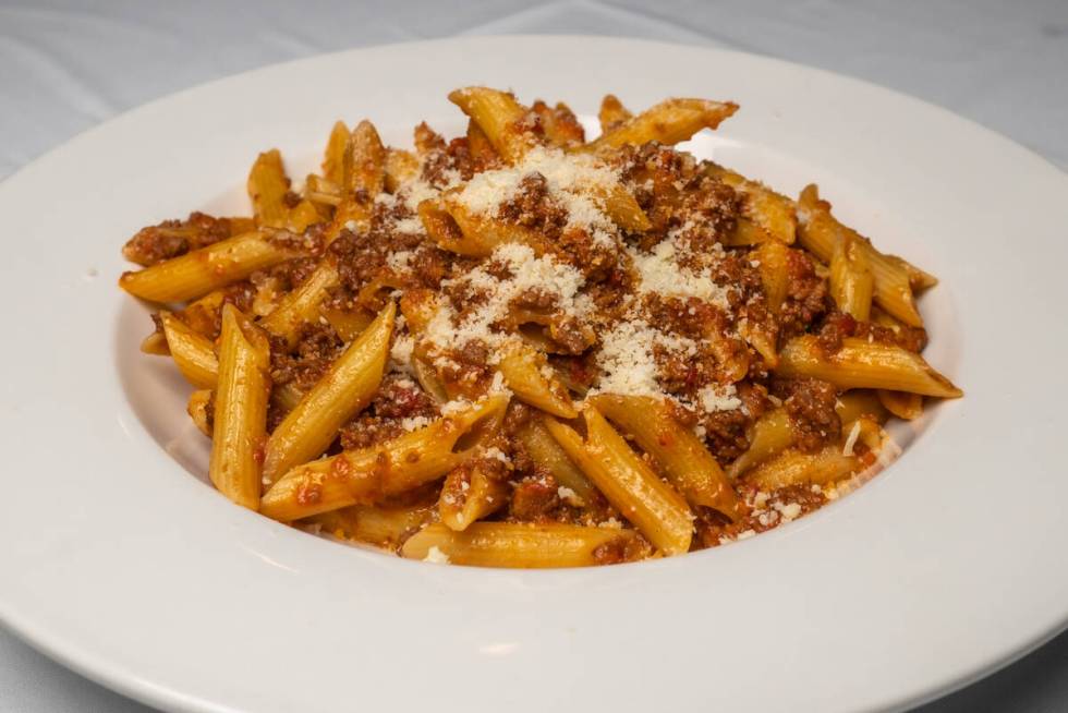 Penne Bolognese from Roma Kitchen in southwest Las Vegas for National Pasta Day 2024. (Roma Kit ...