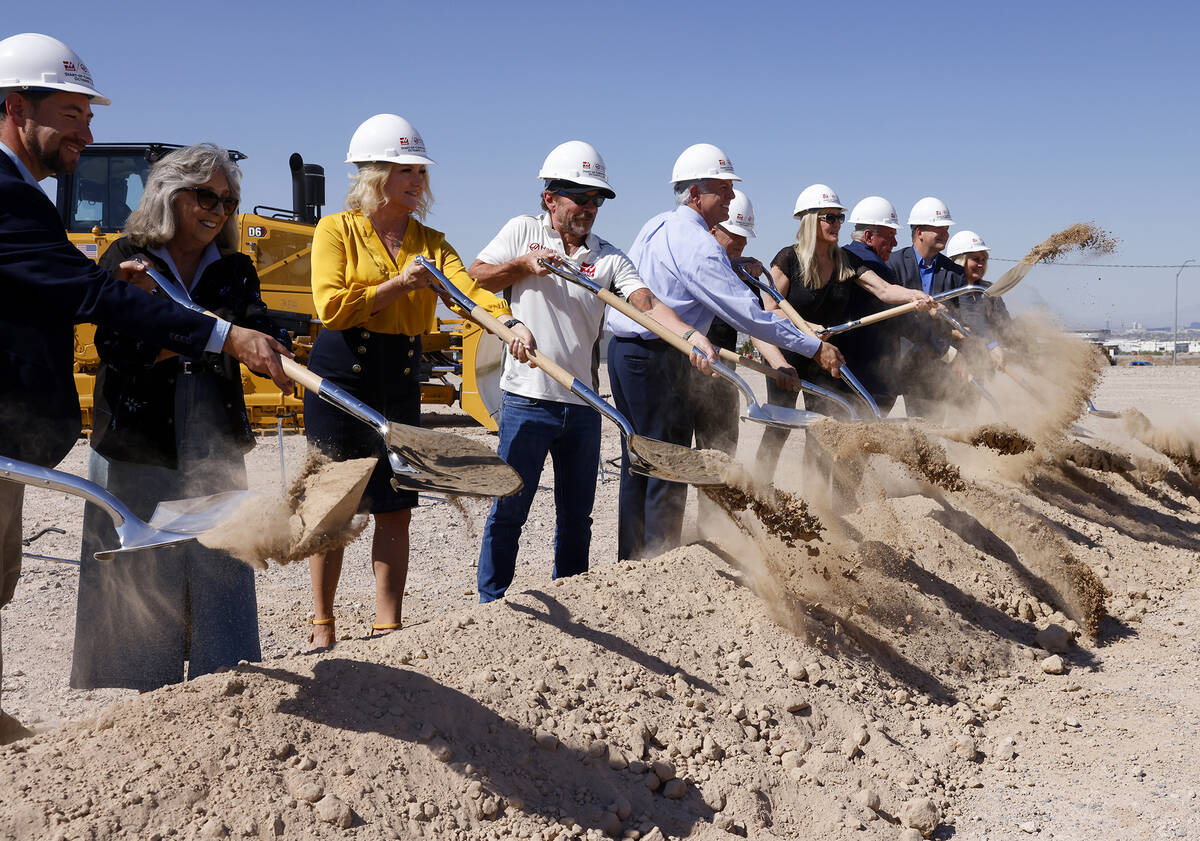 (left to right) Clark County Commissioner Michael Naft, Rep. Dina Titus, Henderson Mayor Michel ...