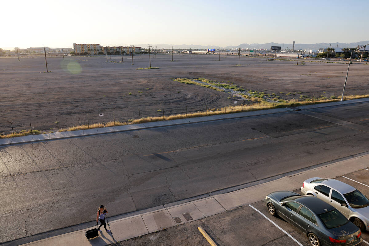 Forty-two acres of land owned by UNLV along Tropicana Avenue near Koval Lane just north of Harr ...