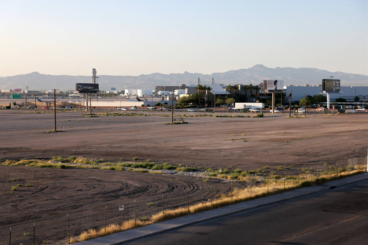 Forty-two acres of land owned by UNLV along Tropicana Avenue near Koval Lane just north of Harr ...