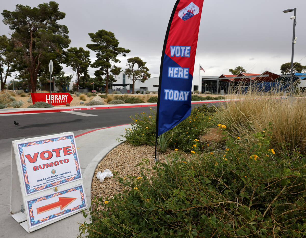 East Las Vegas Library polling location Thursday, Nov. 3, 2022. (K.M. Cannon/Las Vegas Review-J ...