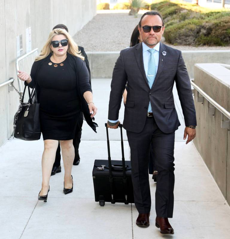 Former Las Vegas City Councilwoman Michele Fiore arrives for her wire fraud trial at the Lloyd ...