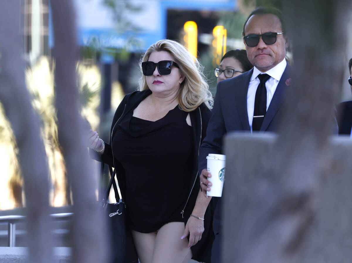 Former Las Vegas City Councilwoman Michele Fiore arrives for her wire fraud trial at the Lloyd ...