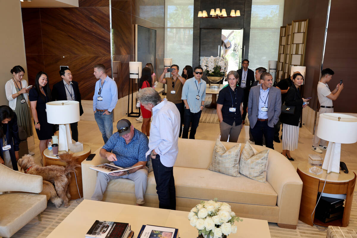 Tech entrepreneurs, CEOs and company founders mingle at Vegas Tech Summit at a home in the Summ ...