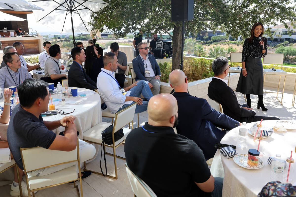 Tech entrepreneurs, CEOs and company founders listen to Raiders President Sandra Douglass Morga ...