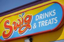 The sign on a Swig soda shop in Bountiful, Utah, is shown Aug. 4, 2016. The chain has plans to ...