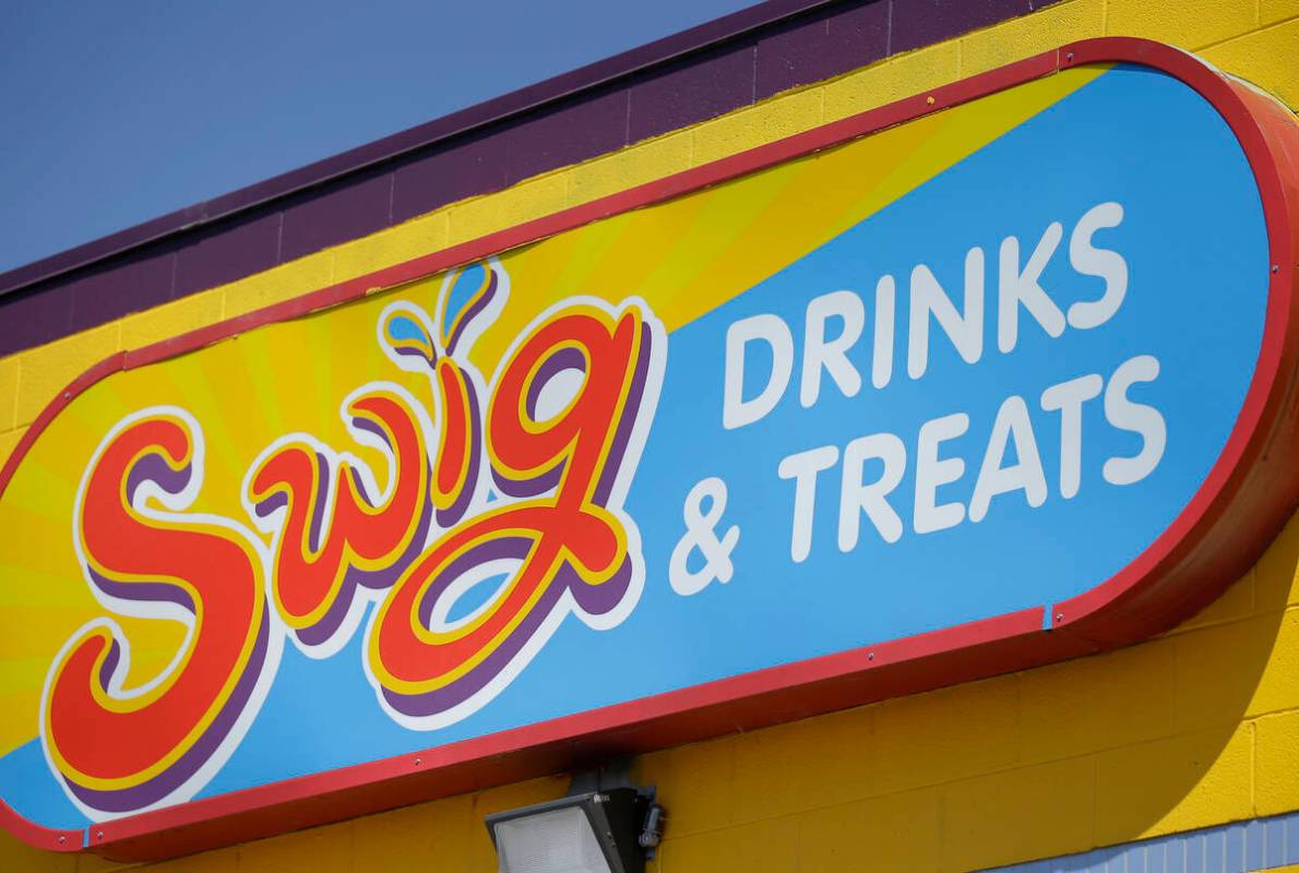 The sign on a Swig soda shop in Bountiful, Utah, is shown Aug. 4, 2016. The chain has plans to ...