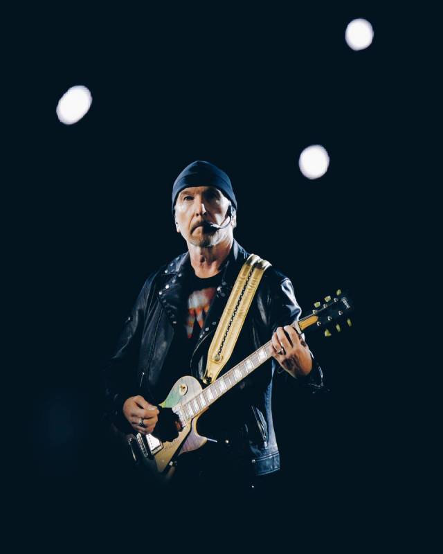 The Edge performs during U2's Sphere residency on Nov. 1, 2023. (Rich Fury)