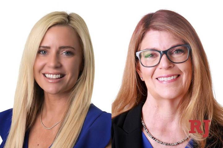 Candidate Madilyn Leavitt Cole, left, and candidate Cynthia Dustin-Cruz are running for Las Veg ...