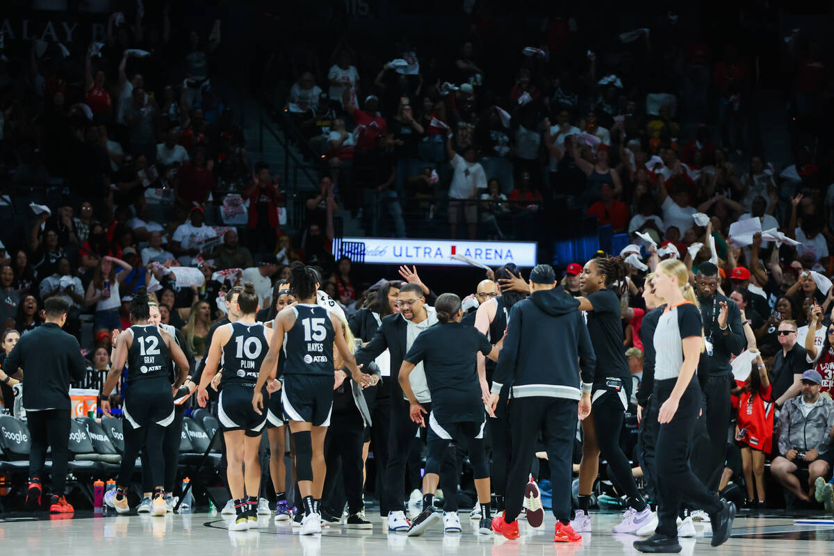 The Aces regroup after forcing New York Liberty into taking a timeout during game three of a WN ...