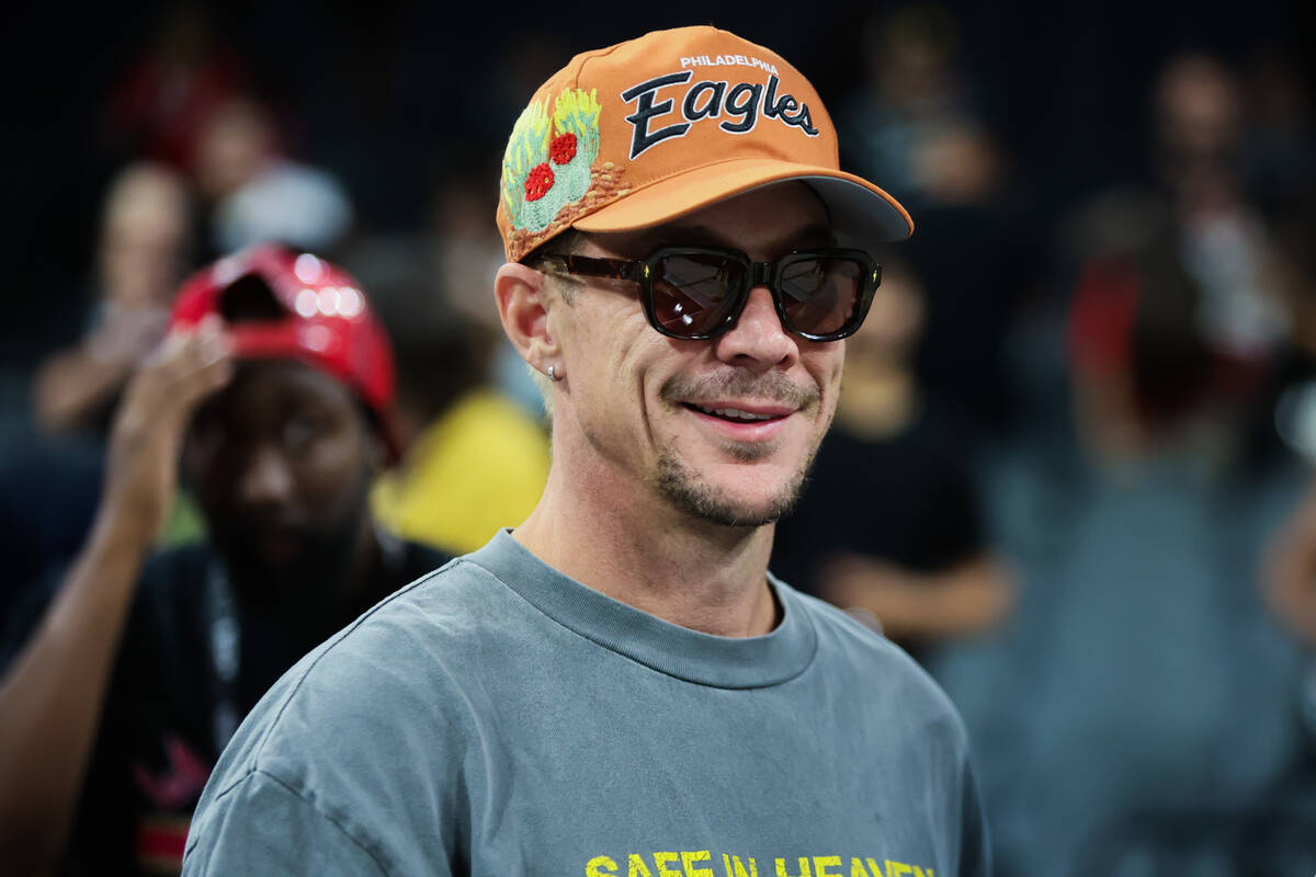 Diplo is seen during game three of a WNBA semifinals playoff game between the Aces and New York ...