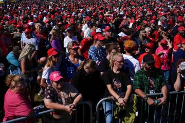 Supporters arrive before Republican presidential nominee former President Donald Trump speaks a ...