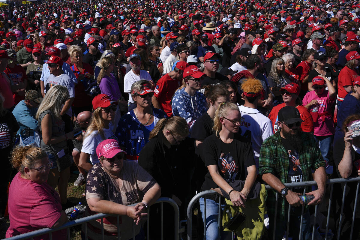 Supporters arrive before Republican presidential nominee former President Donald Trump speaks a ...