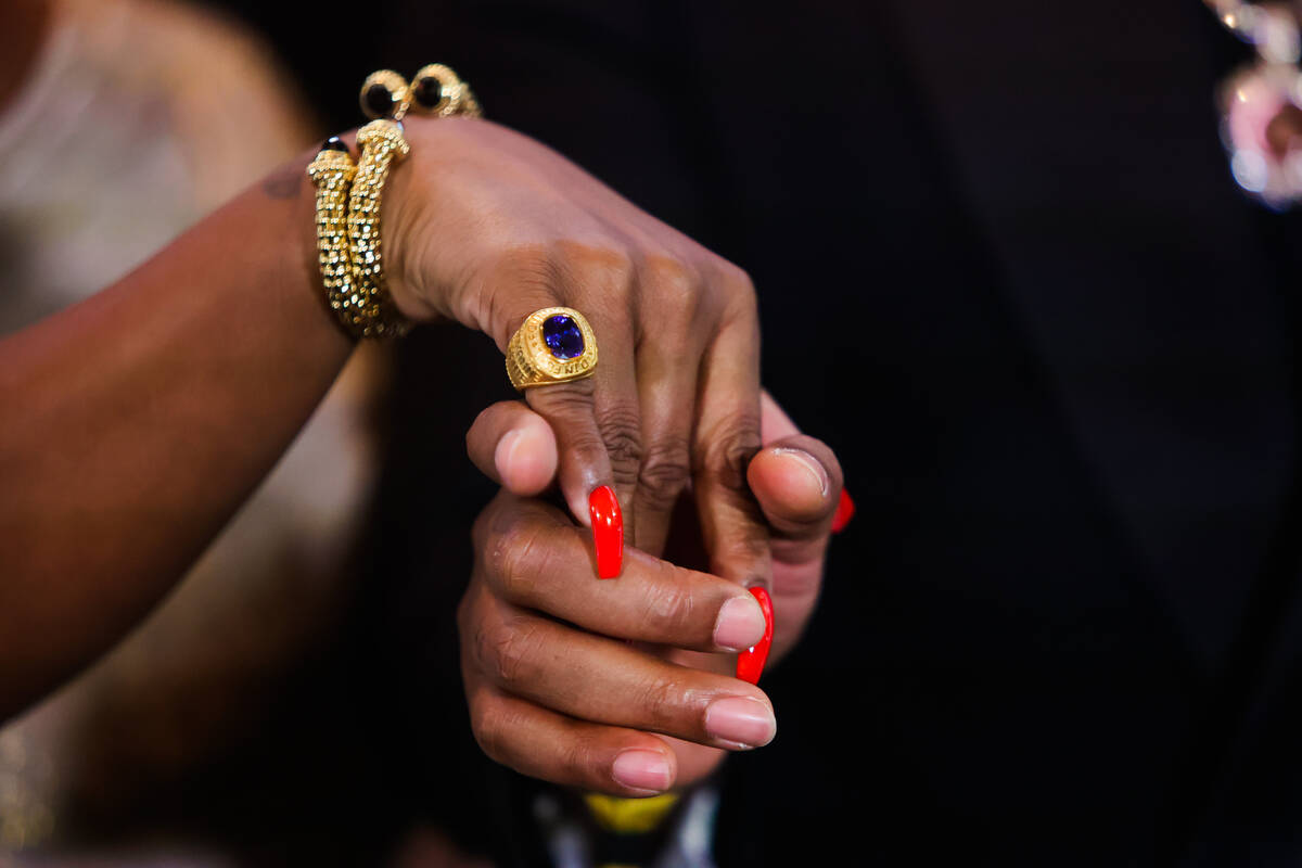 Nas holds out Roxanne Shante’s hand during the Paid in Full Foundation’s Hip Hop ...