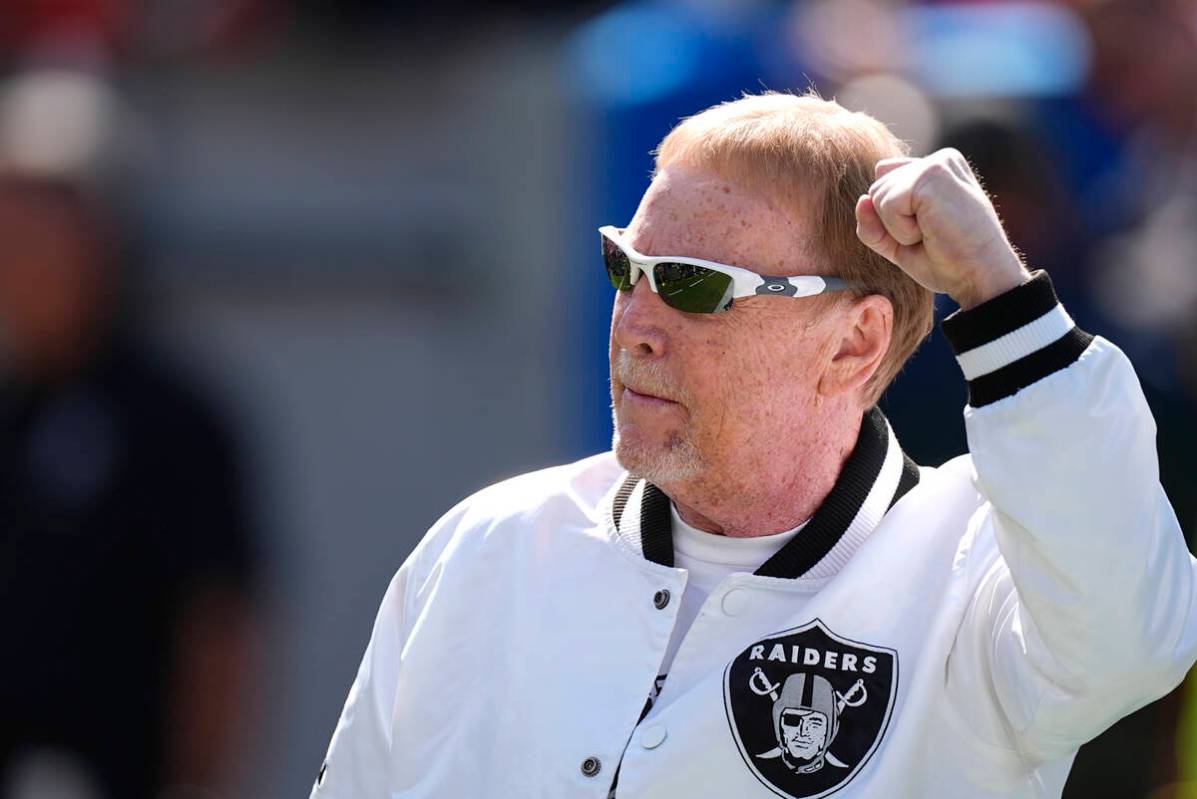 Las Vegas Raiders owner Mark Davis is seen during pregame of an NFL football game against the D ...