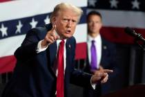 Republican presidential candidate former President Donald Trump speaks at a campaign rally Wedn ...