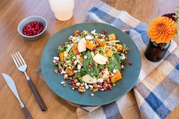 A roasted beet and organic apple salad, new for fall 2024, from Flower Child, which is opening ...