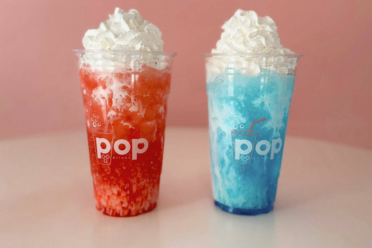 The Red Milk and Blue Milk custom sodas from Pop Drinks. (Courtesy of Pop Drinks)