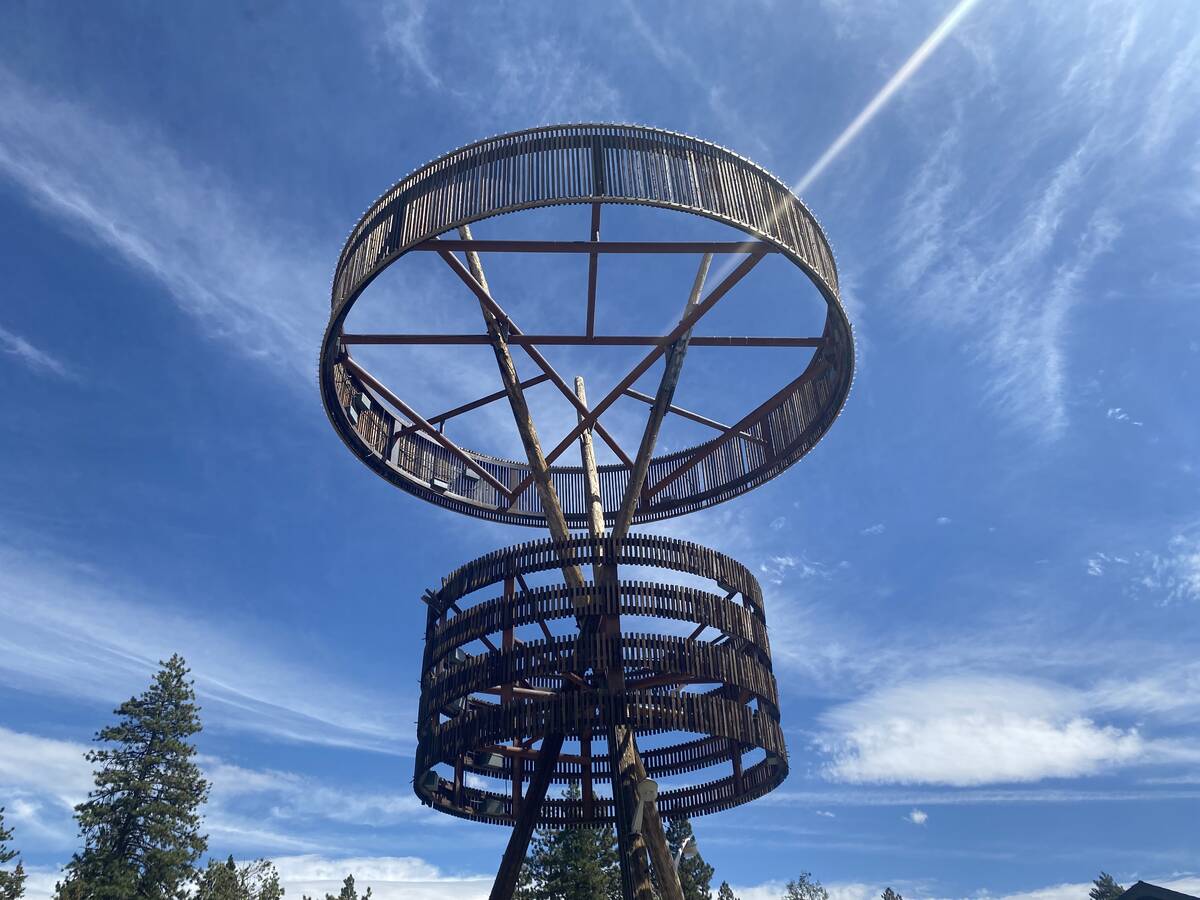 A decorative structure in the parking lot of the shuttered Tahoe Biltmore casino in Crystal Bay ...