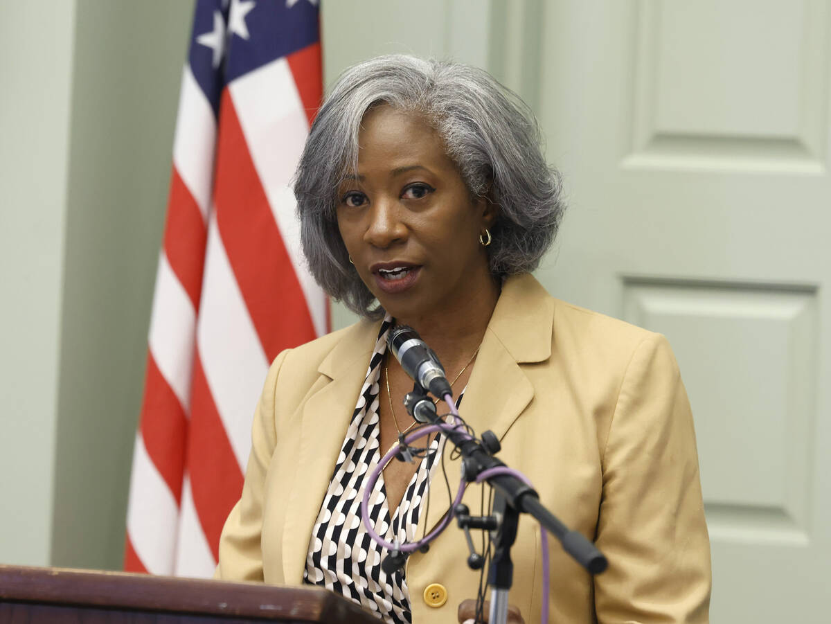 State Board of Education candidate Tricia Braxton speaks during a press conference, on Monday, ...