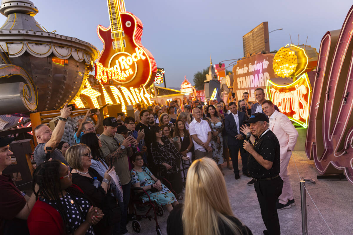 Todd Fisher, son of Debbie Reynolds, talks before the relighting of the restored "Debbie&q ...