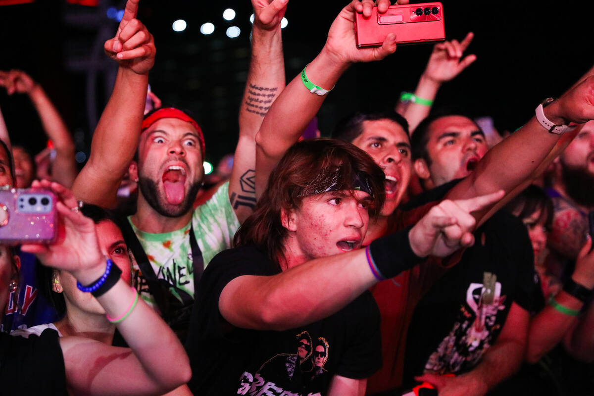 Fans welcome Green Day at the When We Were Young 2023 music festival on Saturday, Oct. 21, 2023 ...