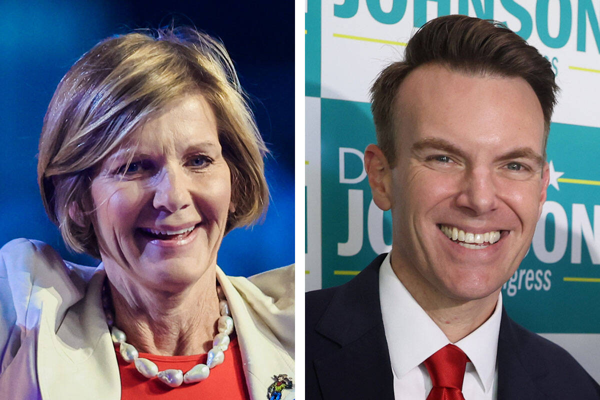 U.S. Rep. Susie Lee, D-Nev., left, will face GOP nominee Drew Johnson for to right to represent ...