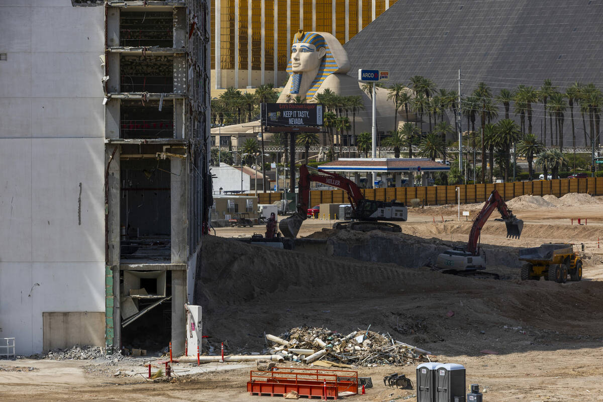 The deconstruction of the Tropicana continues by GGG Demolition, Inc., in preparation for an im ...