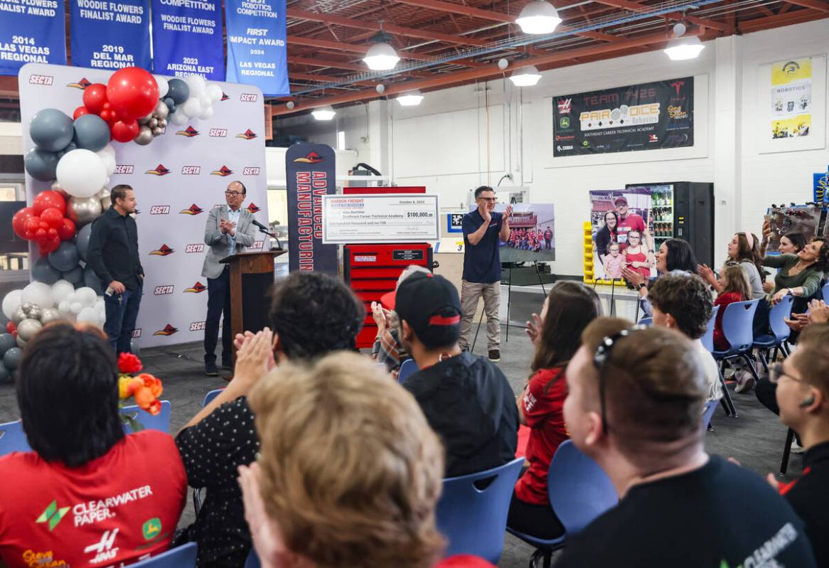 Tae Kang, program manager with Harbor Freight Tools for Schools, applauds manufacturing teacher ...