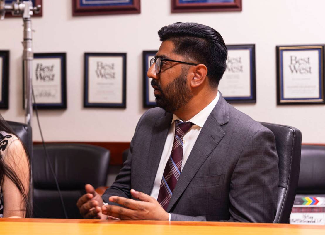 Rahul Sodhi speaks during a focus group of undecided voters held by the Review-Journal and Batt ...