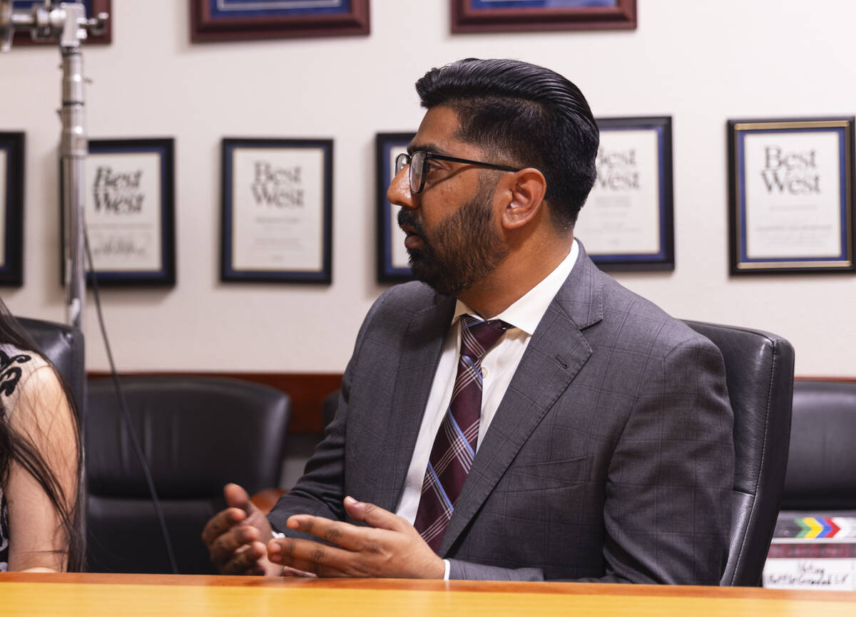 Rahul Sodhi speaks during a focus group of undecided voters held by the Review-Journal and Batt ...