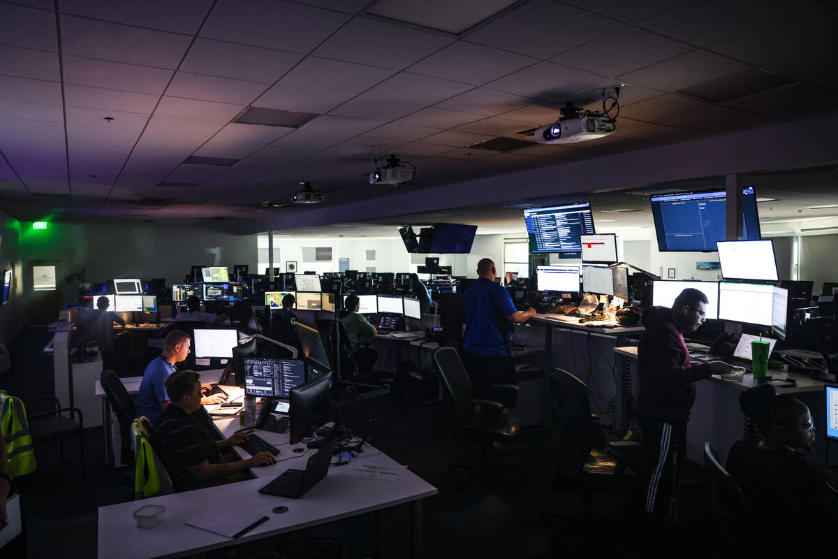 The Operations Control Center at Allegiant Air’s headquarters in Las Vegas, Monday, Oct. ...