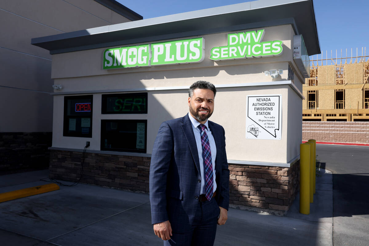 Rafael Arroyo at one of his Smog Plus DMV Registration kiosk locations in Las Vegas Thursday, A ...