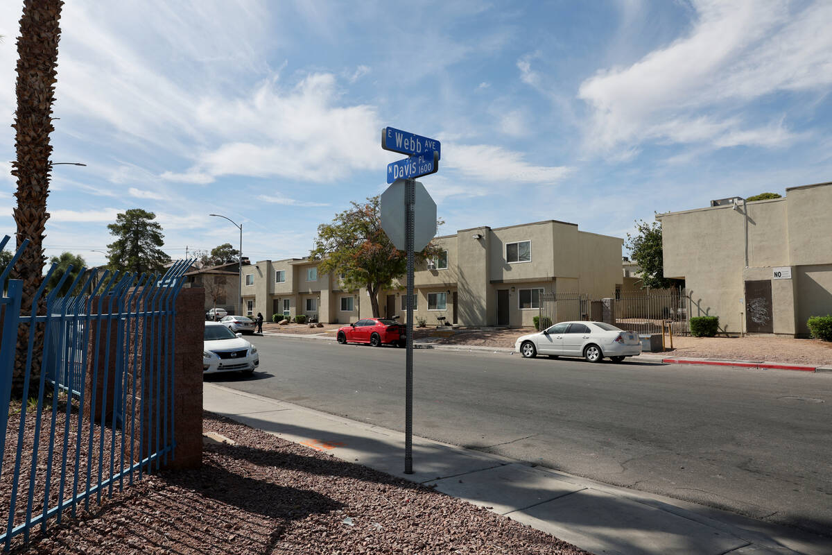 The intersection of Webb Avenue and Davis Place in North Las Vegas is shown Friday, Oct. 11, 20 ...