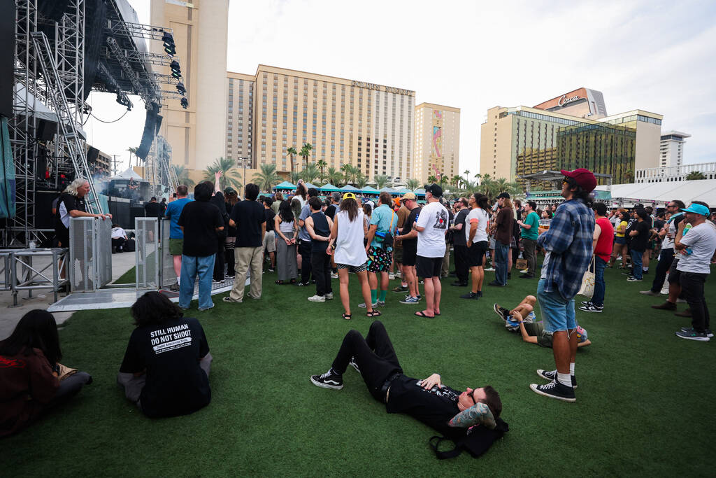 Festival attendees take in a set by Finback during the Best Friends Forever Festival at the Dow ...