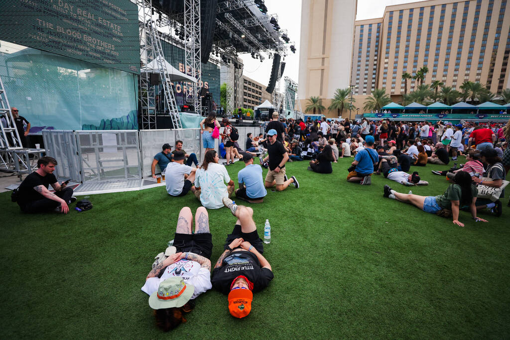 Festival attendees get some rest in before a set by Pinback during the Best Friends Forever Fes ...