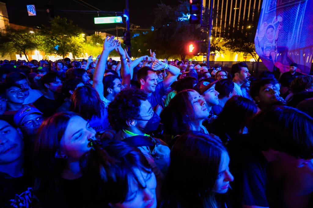 Festival attendees soak in a set during the Best Friends Forever Festival at the Downtown Las V ...