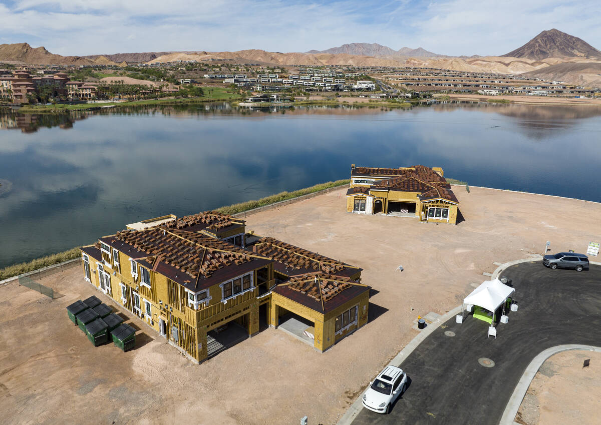 The two model homes by Tri Pointe Homes at South Shore Lake Las Vegas are pictured, on Friday, ...