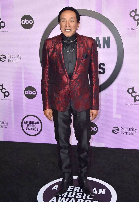 Smokey Robinson arrives at the American Music Awards on Sunday, Nov. 20, 2022, at the Microsoft ...