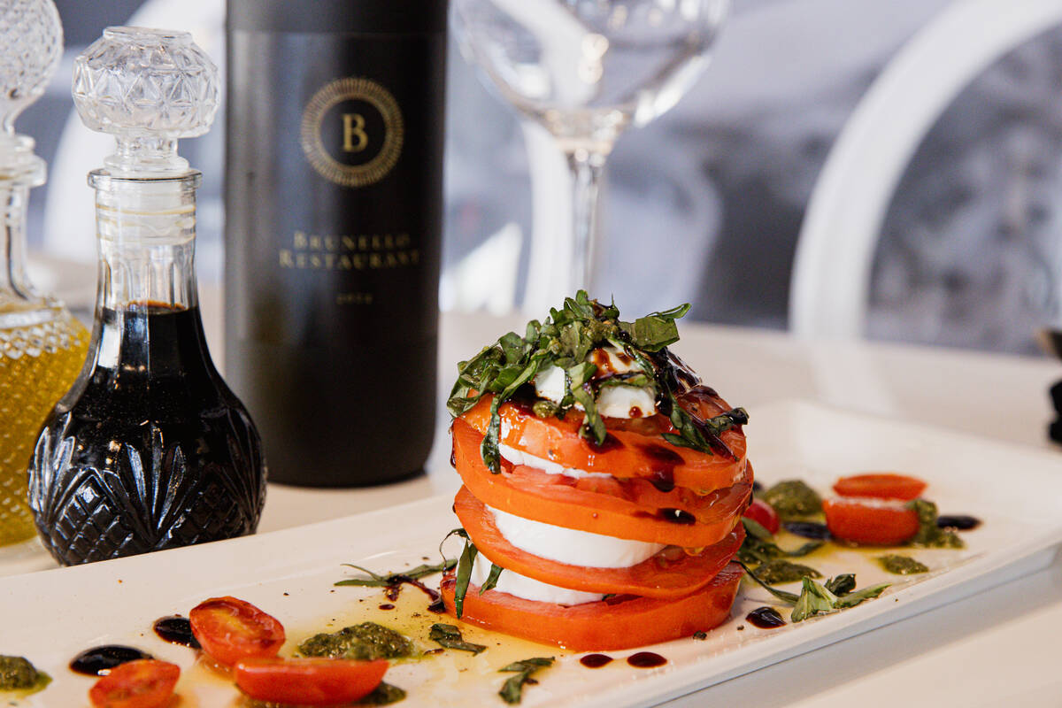 A caprese salad from Brunello LV, a new restaurant as of October 2024 in Sun City Summerlin in ...