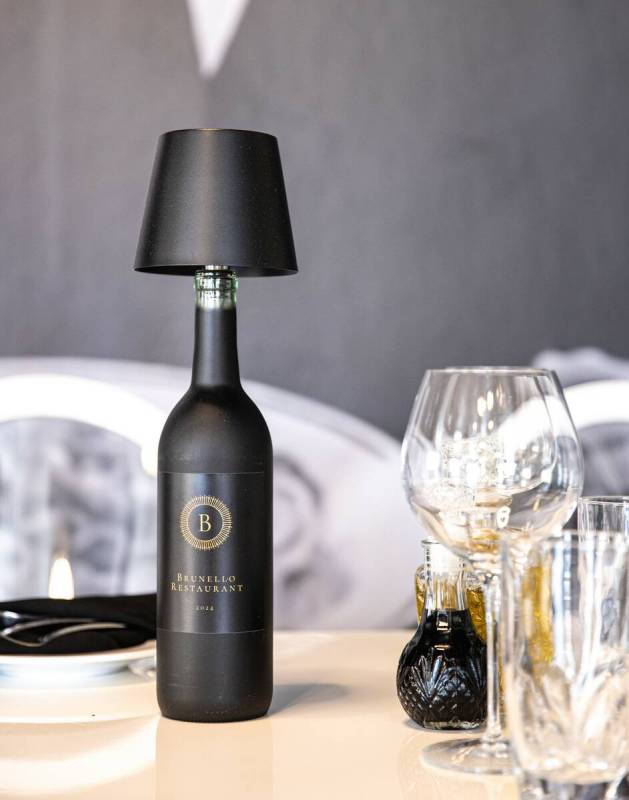 A table lamp from Brunello LV, a new restaurant as of October 2024 in Sun City Summerlin in the ...