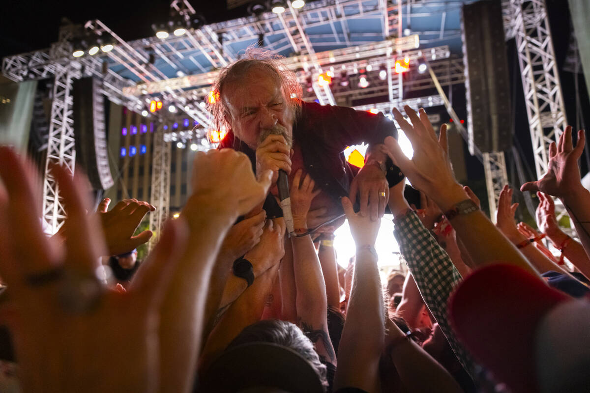 David Yow of The Jesus Lizard crowd surfs during the final night of Best Friends Forever Festiv ...