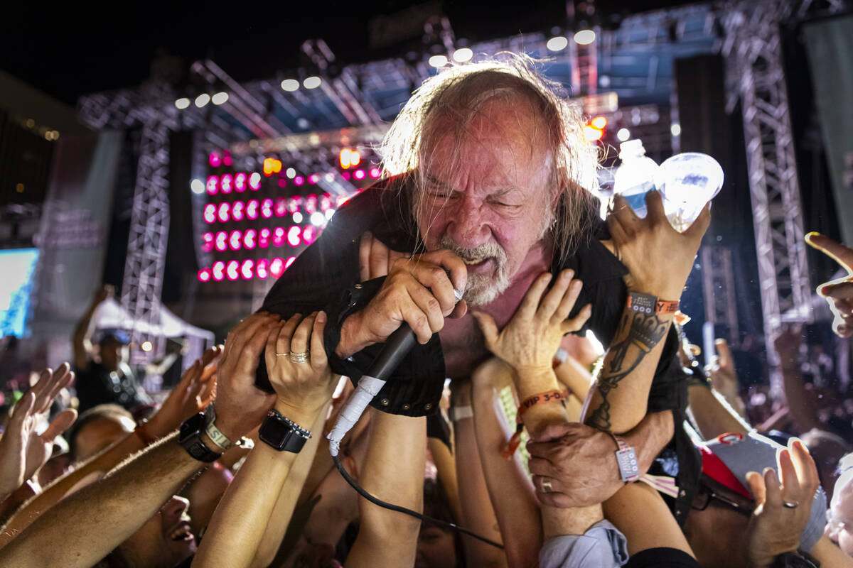 David Yow of The Jesus Lizard crowd surfs during the final night of Best Friends Forever Festiv ...