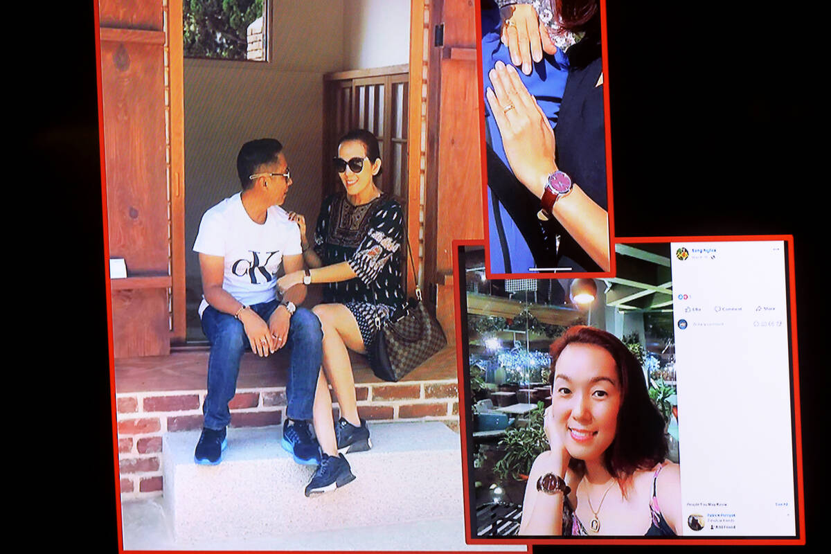 Photos of Sang Boi Nghia and her watch is shown during Chief Deputy District Attorney Michelle ...