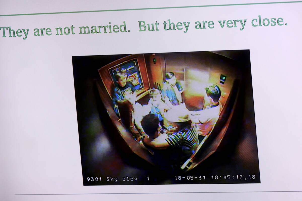 A photo is shown during defense attorney Ozzie Fumo’s opening argument during the murder ...