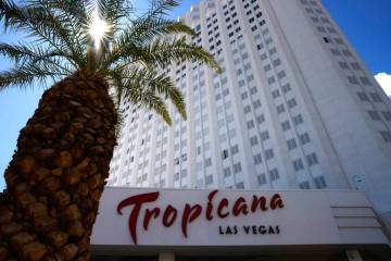 Tropicana hotel-casino pictured, on Monday, April 1, 2024, in Las Vegas. (Bizuayehu Tesfaye/Las ...