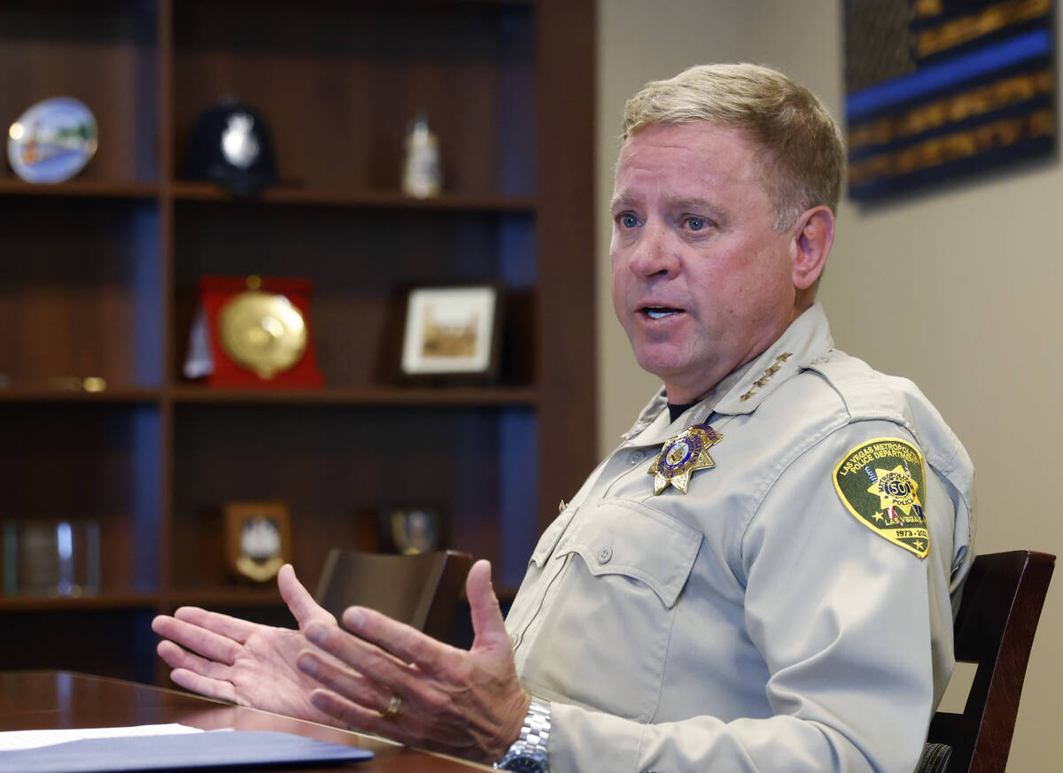 Sheriff Kevin McMahill speaks during an interview with the Las Vegas Review-Journal at Metro po ...